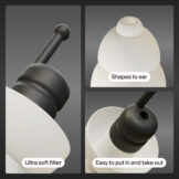 Close-up of Alpine MotoSafe Tour motorcycle earplug soft filter and ergonomic design.